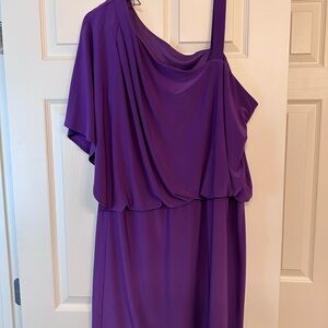 Ashley Stewart One-Shoulder Purple Draped Evening Dress
